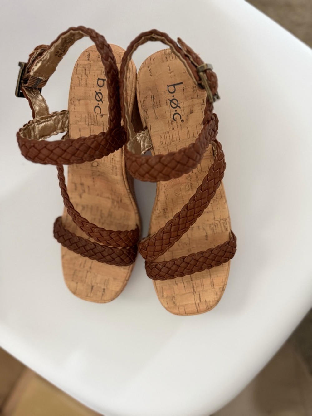 boc Braided Brown Cork Wedge Sandals - Picture 4 of 6